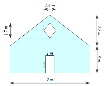 (3,0 điểm)  1. a) Hãy vẽ để tìm tâm đối xứng và trục đối xứng (nếu có) của hình chữ nhật dưới đây:    b)  Trong hình dưới đây, bông hoa nào là hình có trục đối xứng, bông hoa nào là hình có tâm đối xứng?   2. Nhà bác Nam có một bức tường với kích thước như trong sơ đồ (trên bức tường có chừa một ô thoáng hình thoi và một cửa đi hình chữ nhật).    a) Tính diện tích cửa đi hình chữ nhật và diện tích cửa thoáng hình thoi.  b) Bác Nam đang tính số tiền để sơn mặt trong của bức tường này. Biết đơn giá sơn bức tường là   30 000   đồng/m2. Theo em, bác Nam phải mất bao nhiêu tiền để sơn được bức tường đó? (ảnh 3)
