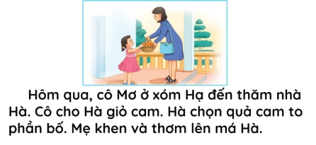 Hà phần quả cam to cho ai?  Hà chọn quả cam to phần …. (ảnh 1)