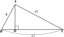 Cho   Δ A B C   có   A B = 8 , A C = 15 , B C = 17.   Kẻ đường cao   A H .   Tính tỉ số lượng giác   cos ˆ H A C . (ảnh 1)