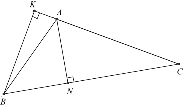 1. Cho tam giác   A B C   có   B C = 16 c m , ˆ A B C = 45 ∘ , ˆ A C B = 30 ∘ .   Gọi   N   là chân đường vuông góc kẻ từ   A   đến cạnh   B C .   Tính độ dài cạnh   A N   (làm tròn kết quả đến chữ số thập phân thứ hai).  2. Người ta cần lắp đặt một thiết bị chiếu sáng gắn trên tường cho một phòng triển lãm như hình vẽ. Thiết bị này có góc chiếu sáng là   20 ∘   và cần đặt cao hơn mặt đất là   2 , 5 m .   Người ta đặt thiết bị chiếu sáng này sát tường và được canh chỉnh sao cho trên mặt đất dải ánh sáng bắt đầu từ vị trí cách tường   2 m   (như hình vẽ). Tính độ dài vùng được chiếu sáng trên mặt đất (làm tròn kết quả đến chữ số thập phân thứ nhất). (ảnh 3)