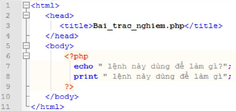 Nêu tác dụng của câu lệnh ECHO trong đoạn lệnh sau? (ảnh 1)