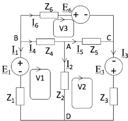 Cho mạch điện như hình vẽ ở chế độ xác lập điều hoàPhương án nào sau đây đúng?B I4 = - Iv1 ; I5 = Iv2 - Iv3; I6 = Iv3C I4 = Iv1 ; I5 = - Iv2 - Iv3; I6 = Iv3D I4 = Iv1 ; I5 = Iv2 - Iv3; I6 = - (ảnh 1)