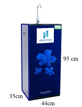 Một máy lọc nước có dạng hình hộp chữ nhật, xung quanh được làm bằng kính cường lực với chiều cao   95 c m ,   chiều dài   44 c m  và chiều rộng   35 c m .      Hỏi diện tích kính cường lực dùng để làm vỏ (không tính phần mép vỏ) là bao nhiêu mét vuông?  (Kết quả làm tròn đến hàng phần mười) (ảnh 1)