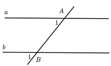 Cho hình vẽ. Biết   a ∥ b , ˆ A 1 = 40 ∘  . Số đo   ˆ B 1   là (ảnh 1)