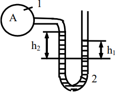 Chất 1: không khí; chất 2: thủy ngân (δHg = 13,6); h₁ = 200 mm; h₂ = 300 mm. Tại A có: (ảnh 1)