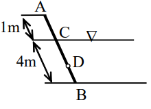 Gọi D là điểm đặt của áp lực lên thành phẳng nghiêng AB hình chữ nhật. Ta có: (ảnh 1)