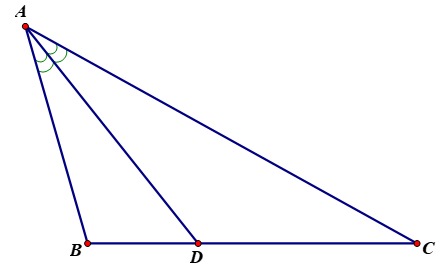 Cho biết   Δ A B C   có   A B = 4 c m , B C = 6 c m , C A = 8 c m   và   A D   là đường phân giác của   Δ A B C .   Tính độ dài cạnh   D B   theo đơn vị cm. (ảnh 1)