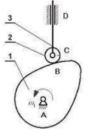  Cho cơ cấu cam phẳng như hình vẽ. Bậc tự do của cơ cấu là: (ảnh 1)