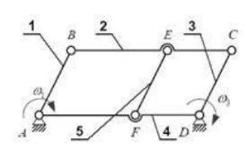  Trong mặt phẳng, tính bậc tự do của cơ cấu hình bình hành sau: (ảnh 1)