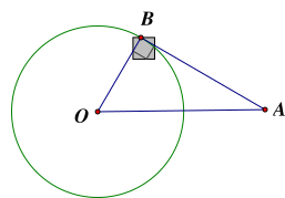 Cho đường tròn \(\left( {O;R} \right)\) và điểm \(A\) sao cho \(OA = 2R\). Kẻ tiếp tuyến \(AB\) với đường tròn(\(B\) là tiếp điểm). Độ dài \(AB\) bằng (ảnh 1)