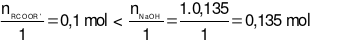  Đun nóng 0,1 mol ester đơn chức X với 135 mL NaOH 1M. Sau khi phản ứng xảy ra hoàn toàn, cô cạn dung dịch thu được ethyl alcohol và 8,2 gam chất rắn khan. Công thức cấu tạo của X là (ảnh 2)