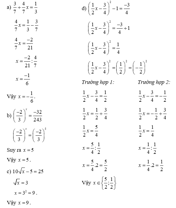 Tìm x, biết: (a) 3/ 7 + 4 /7 x = 1 /3 (ảnh 1)