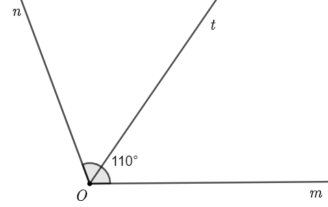 Cho ˆ m O n = 110 ∘ , tia O t là tia phân giác của ˆ m O n . Khi đó, số đo ˆ m O t là (ảnh 1)