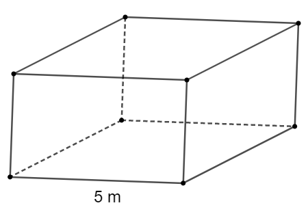(a) Cho hình lăng trụ đứng có đáy là hình thoi cạnh bằng 5 dm và diện tích xung quanh của hình lăng trụ đứng là 240 dm2. Tính chiều cao của hình lăng trụ.
(b) Một hồ bơi có dạng hình hộp chữ (ảnh 1)
