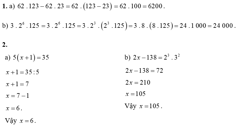 1. Thực hiện phép tính (tính nhanh nếu có thể): (a) 143 . 126 − 143 . 26 (ảnh 1)