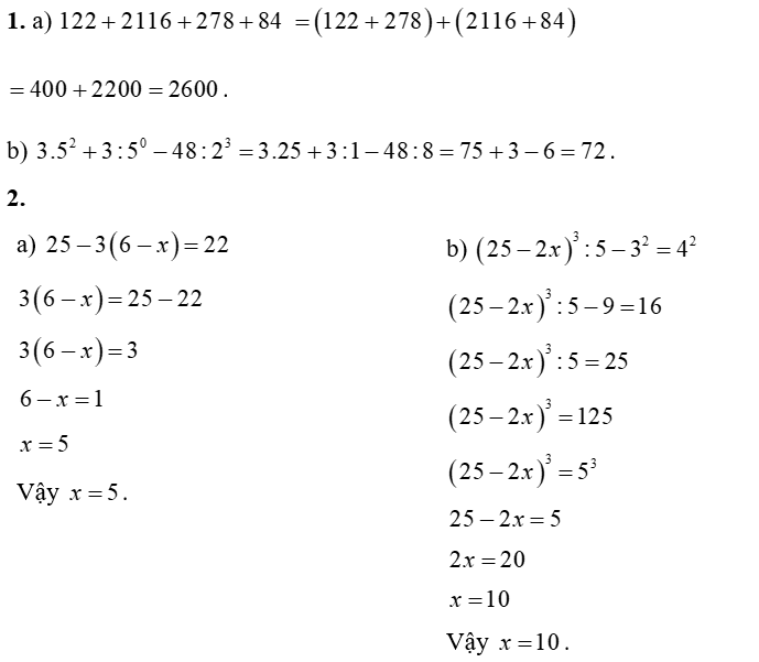 1. Thực hiện phép tính: (a) 122 + 2116 + 278 + 84 (ảnh 1)