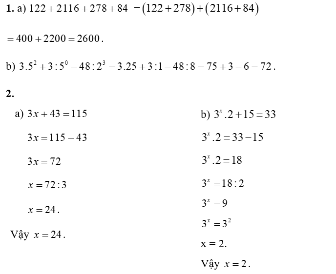 1. Thực hiện phép tính:  (a)  122 + 2116 + 278 + 84 (ảnh 1)