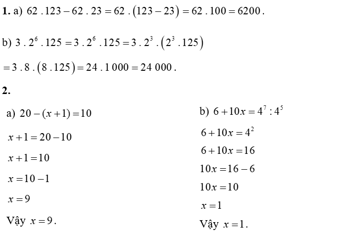 1. Thực hiện phép tính: (a) 143 . 126 − 143 . 26 (ảnh 1)