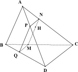 Cho tứ diện  A B C D .  Gọi  H  là một điểm nằm trong tam giác  A B C ,   ( α )  là mặt phẳng đi qua  H  song song với  A B  và  C D .  Mệnh đề nào sau đây đúng về thiết diện của  ( α )  với tứ diện? (ảnh 1)