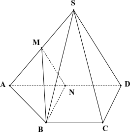 Cho hình chóp  S . A B C D  với đáy  A B C D  là hình thang có  A D / / B C  và  A D = 2 B C .  Gọi  M , N  lần lượt là trung điểm của  S A  và  A D .  Mệnh đề nào sau đây đúng? (ảnh 1)