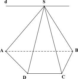 Cho hình chóp  S . A B C D  có đáy  A B C D  là hình thang ( A B / / C D ). Gọi  d  là giao tuyến của hai mặt phẳng  ( S A B )  và  ( S C D ) . Đường thẳng  d  song song với đường thẳng nào dưới đây? (ảnh 1)