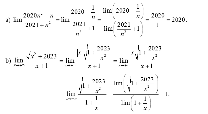 Tính các giới hạn sau: (ảnh 1)