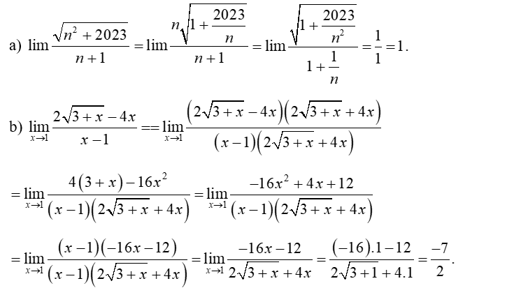 Tính các giới hạn sau: (ảnh 1)