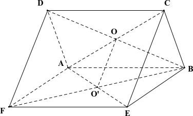 Hai hình bình hành A B C D và A B E F không cùng nằm trong một mặt phẳng. Gọi O và O ′ lần lượt là tâm hình bình hành A B C D và A B E F . O O ′ song song với (ảnh 1)
