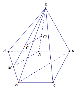 Cho hình chóp  S . A B C D  có đáy  A B C D  là hình thang với đáy lớn  A D , A D = 2 B C . Gọi  G  và  G ′ lần lượt là trọng tâm tam giác  S A B  và  S A D .  G G ′  song song với đường thẳng (ảnh 1)