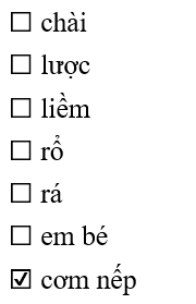 Đâu là các từ chỉ đồ ăn:
(ảnh 2)