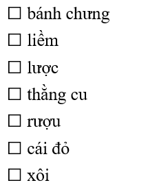 Đâu là các từ chỉ đồ vật:
 (ảnh 1)