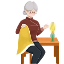 Chọn cách sắp xếp câu đúng:
may/ Đèn/ giúp/ bà/ ngồi/ gối (ảnh 1)