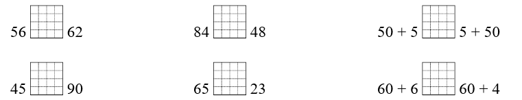 Điền dấu thích hợp vào chỗ trống >, <, = (ảnh 1)