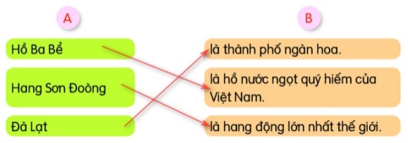 Kết hợp từ ngữ ở cột A với từ ngữ ở cột B để tạo c&acirc;u giới thiệu. (1 điểm)
 (ảnh 2)
