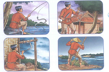 Dựa vào các bức tranh sau, em hãy kể lại phần đầu câu chuyện “Cứu vật vật trả ơn, cứu nhân nhân báo oán”:
 (ảnh 1)