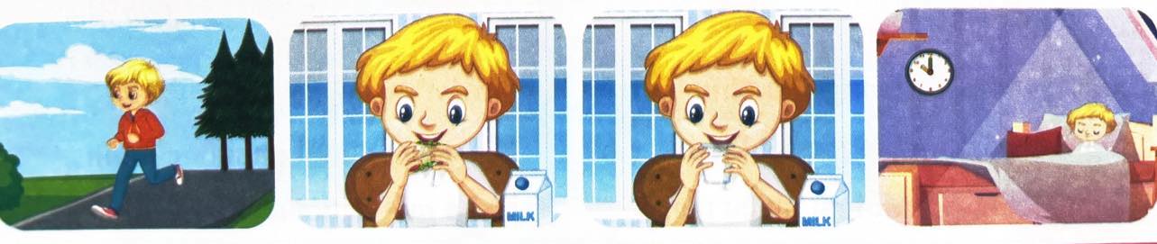 Câu hỏi: Hãy kể các việc làm giúp nâng cao sức khỏe của bạn nhỏ trong bức tranh sau:
 (ảnh 1)