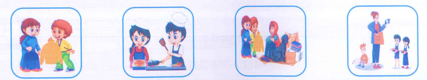 Dựa vào bức tranh và kể lại việc làm bạn nhỏ đi phát quà cho người vô gia cư:
 (ảnh 1)