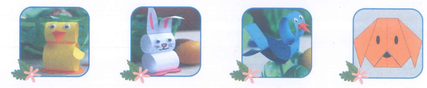 Dựa vào các bức tranh dưới đây, hãy tự làm một món đồ chơi mà em yêu thích:
 (ảnh 1)