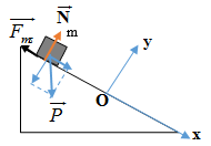 Vật m = 5 kg bắt đầu trượt trên mặt phẳng nghiêng góc 300 so với phương ngang như hình vẽ. Hệ số ma sát trượt μ = 0,2, lấy g = 10 m/s2. Gia tốc chuyển động của vật là bao nhiêu?
 (ảnh 2)