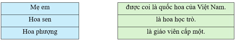 Em hãy nối chủ ngữ với vị ngữ phù hợp: (1 điểm)
 (ảnh 1)