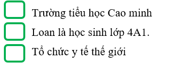 Em hãy điền đúng (Đ) hoặc sai (S) vào các ô trống sau: (1 điểm)
 (ảnh 1)