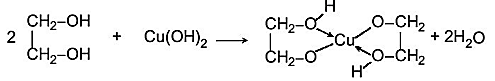 Các polyalcohol có các nhóm – OH liền kề như ethylene glycol, glycerol có thể tác dụng với copper(II) hydroxide tạo thành dung dịch màu xanh lam đậm. Viết phương trình hóa học của phản ứng xả (ảnh 1)