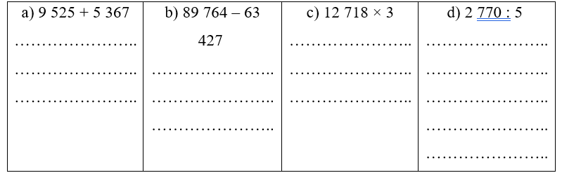 (2 điểm) Đặt tính rồi tính:  
 (ảnh 1)