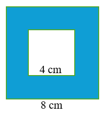 (2 điểm) Một miếng gỗ hình vuông có cạnh 8 cm. Bác Chiến đục bỏ một  hình vuông ở giữa có cạnh 4 cm. Phần gỗ còn lại có diện tích là bao nhiêu xăng – ti – mét vuông?  
 (ảnh 1)