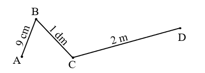Tính độ dài đường gấp khúc ABCD.
 (ảnh 1)