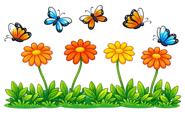 Quan sát hình và cho biết: 

Có ……… con bướm.
Có ……… bông hoa.  
Số con bướm (nhiều hơn/ ít hơn) ……………………… số bông hoa. 
Số bông hoa (nhiều hơn / ít hơn) ……………………… số con bướm. (ảnh 1)