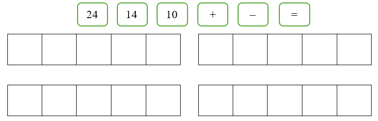 Với các số và các dấu tính trong ô vuông. Hãy lập thành các phép tính cộng và phép trừ có kết quả phù hợp.  
 (ảnh 1)