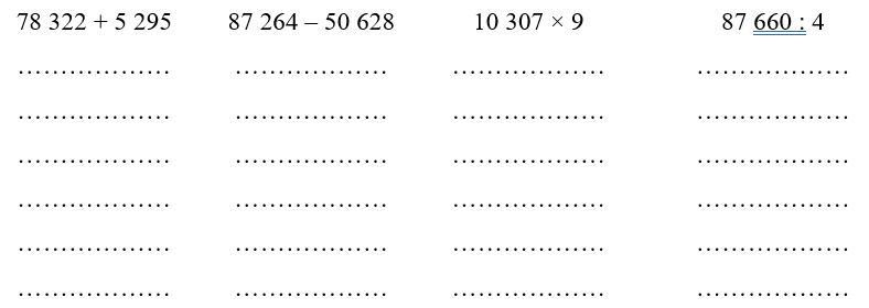 Đặt tính rồi tính. (1 điểm)
 (ảnh 1)