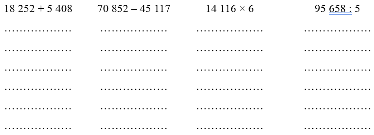 Đặt tính rồi tính. (1 điểm)
 (ảnh 1)