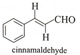 Hợp chất cinnamaldehyde có nhiều trong vỏ cây quế và có mùi thơm của quế. Công thức cấu tạo của cinnamaldehyde như hình bên dưới.
 (ảnh 1)